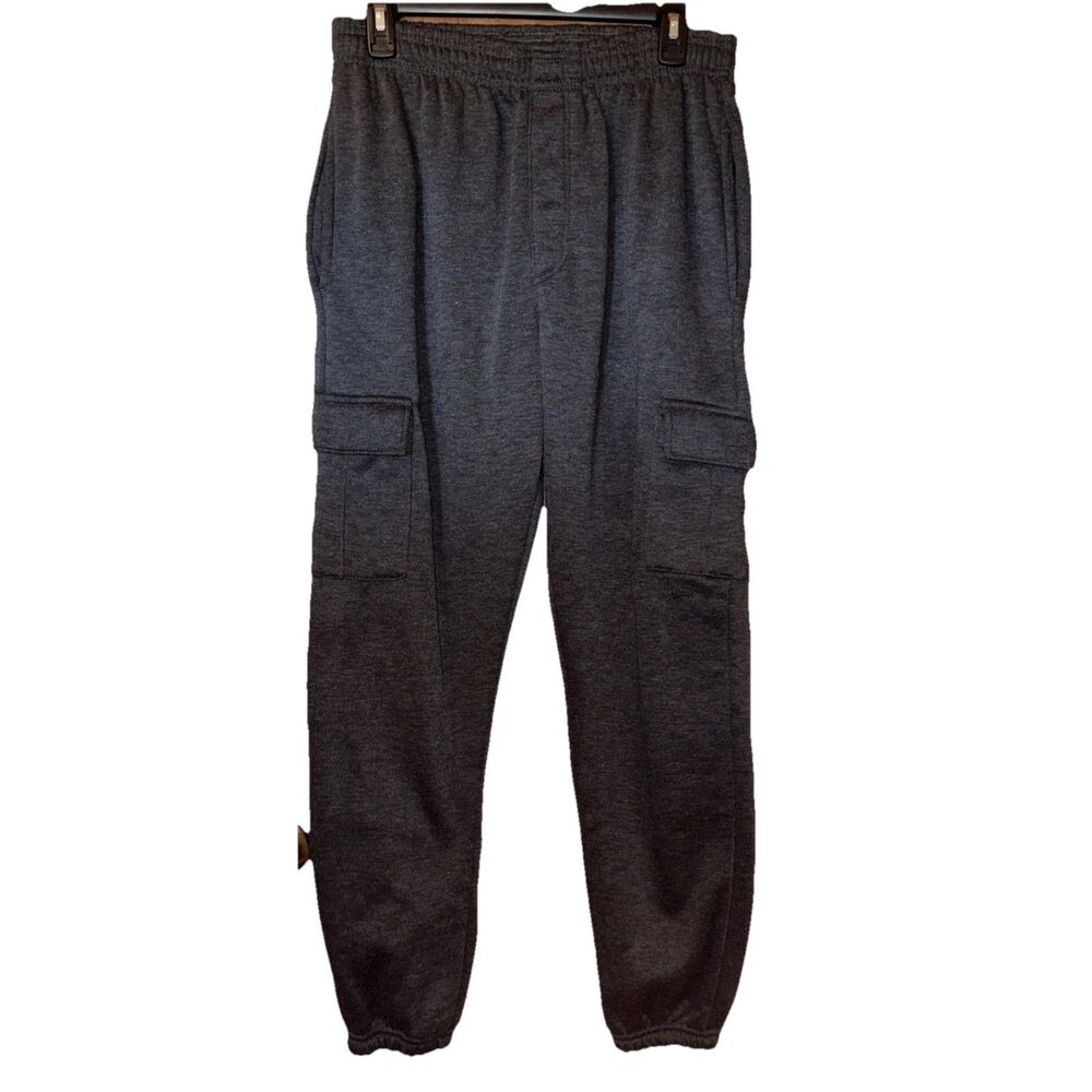 Fourcast Men’s Dark Gray Cargo Joggers Sweatpants Heavy Weight Size M
